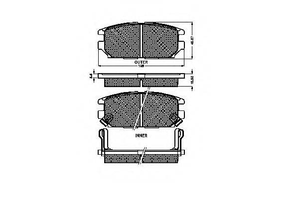 MITSUBISHI MN 102 625 Комплект гальмівних колодок, дискове гальмо