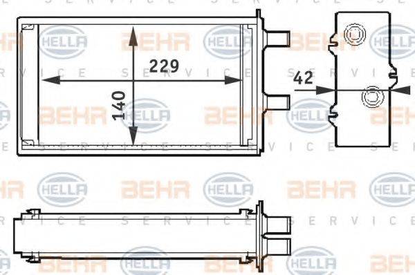 BEHR HELLA SERVICE 8FH351311001 Теплообмінник, опалення салону