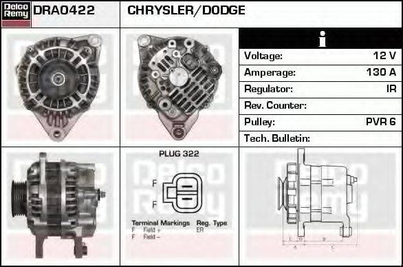 CHRYSLER 4609300 Генератор