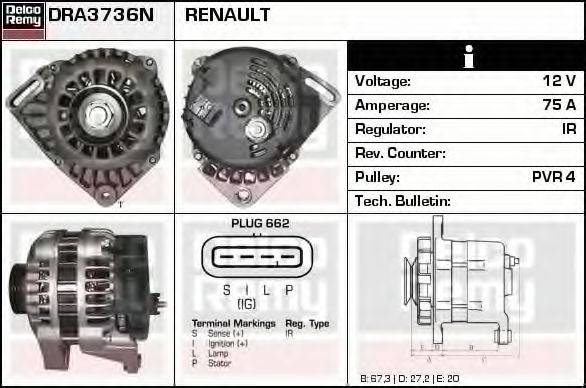 DELCO REMY DRA3736N Генератор