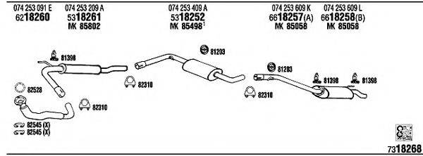 WALKER VW72233 Система випуску ОГ