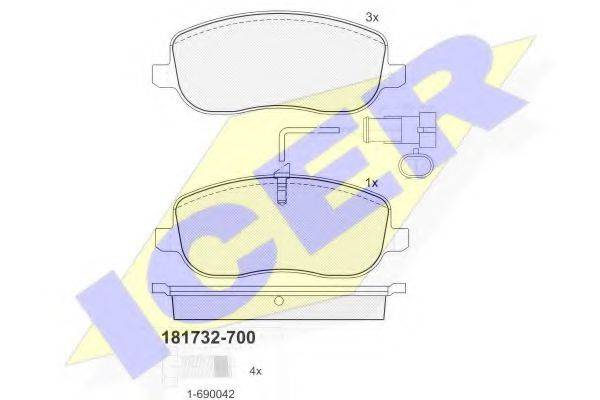 ICER 181732700 Комплект гальмівних колодок, дискове гальмо