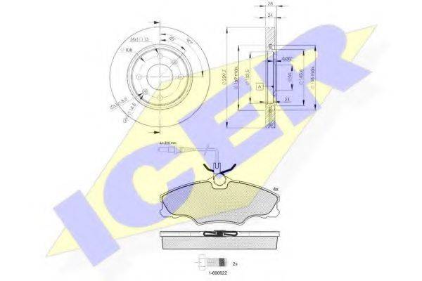 ICER 311079406 Комплект гальм, дисковий гальмівний механізм