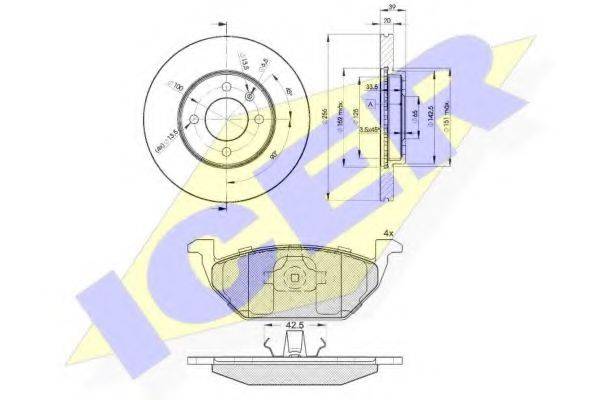 ICER 311843790 Комплект гальм, дисковий гальмівний механізм