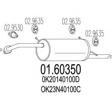 MTS 0160350 Глушник вихлопних газів кінцевий