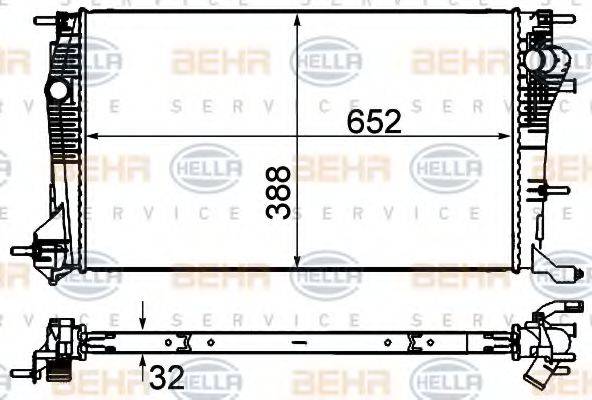 HELLA 8MK376700424 Радіатор, охолодження двигуна