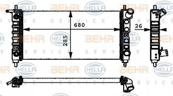 OPEL 91 28 849 Радіатор, охолодження двигуна