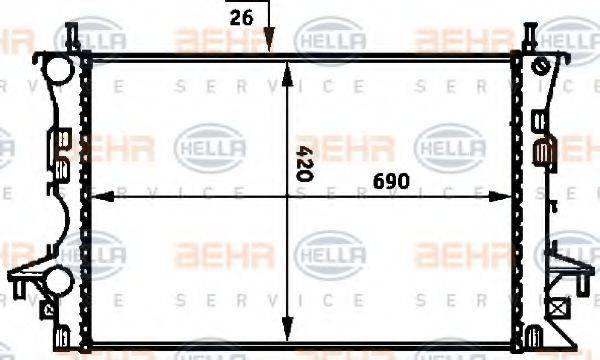 HELLA 8MK376716284 Радіатор, охолодження двигуна