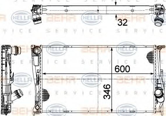 HELLA 8MK376754024 Радіатор, охолодження двигуна