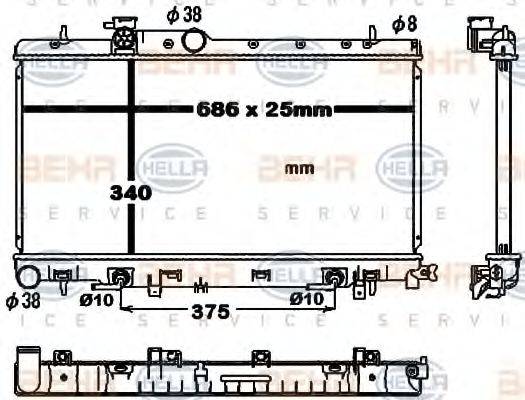 HELLA 8MK376792381 Радіатор, охолодження двигуна