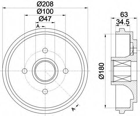 HELLA 8DT355300991 Гальмівний барабан