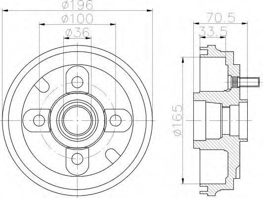 HELLA 8DT355301081 Гальмівний барабан