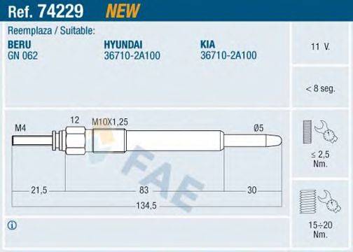 FAE 74229 Свічка розжарювання