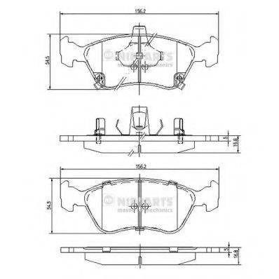 NIPPARTS J3602080 Комплект гальмівних колодок, дискове гальмо