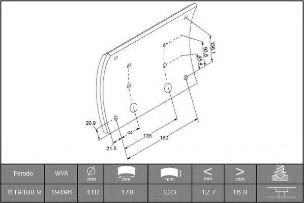 ABEX B2097925 Комплект гальмівних черевиків, барабанні гальма