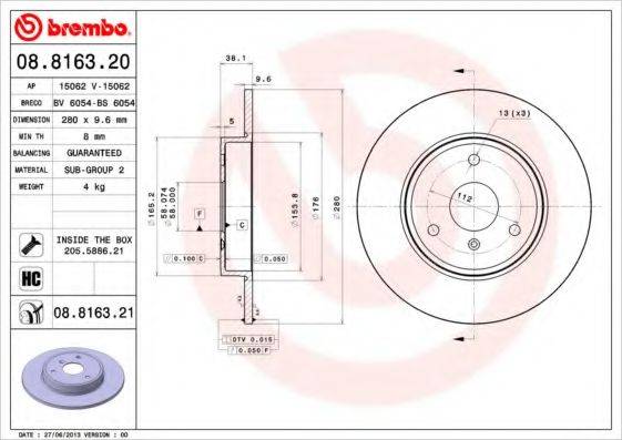 BRECO BS6054 гальмівний диск