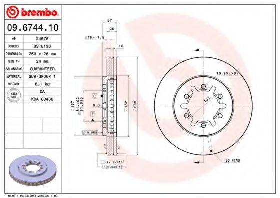 BRECO BS8196 гальмівний диск