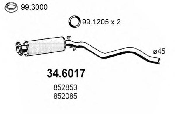 OPEL 90399074 Середній глушник вихлопних газів