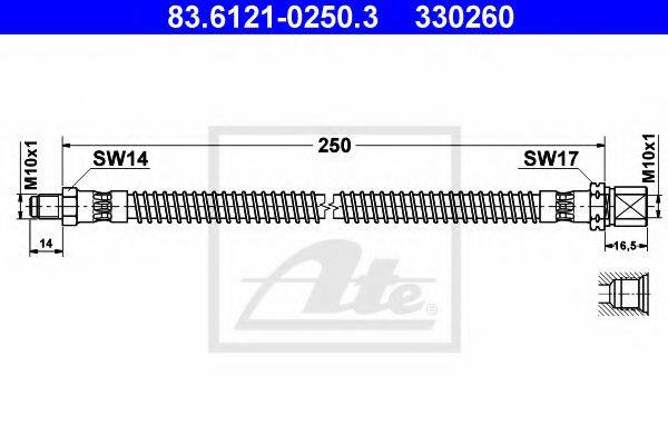 ATE 330260 Гальмівний шланг