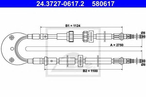 FORD 6159054 Трос, стоянкова гальмівна система