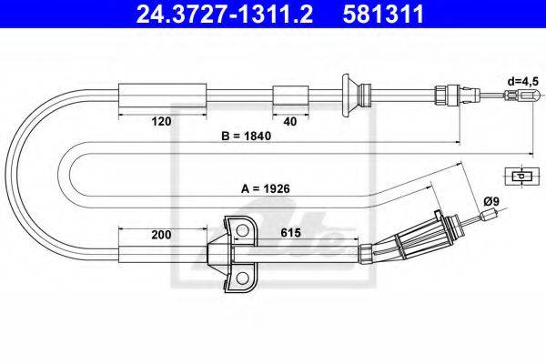 QUINTON HAZELL BC3825 Трос, стоянкова гальмівна система