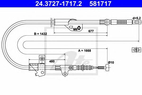 NIPPARTS J15258 Трос, стоянкова гальмівна система