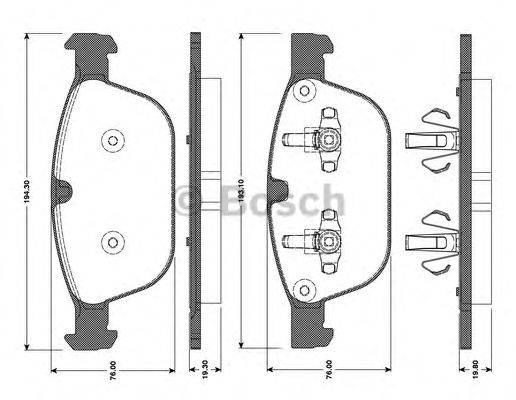 BOSCH 0986TB3095 Комплект гальмівних колодок, дискове гальмо