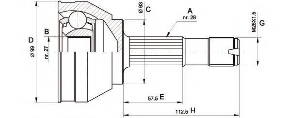 FIAT 0095606804 Шарнірний комплект, приводний вал