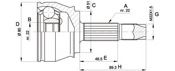 FIAT 0046307572 Шарнірний комплект, приводний вал