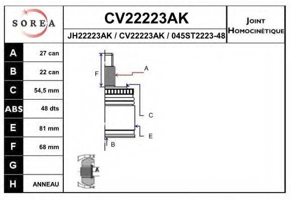 SNRA JH22223AK Шарнірний комплект, приводний вал
