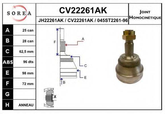 SNRA JH22261AK Шарнірний комплект, приводний вал