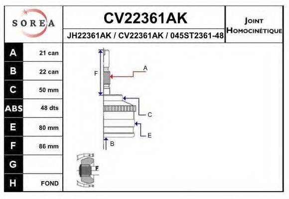 SNRA JH22361AK Шарнірний комплект, приводний вал