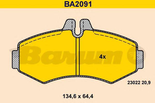 BARUM BA2091 Комплект гальмівних колодок, дискове гальмо