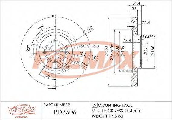 FREMAX BD3506 гальмівний диск