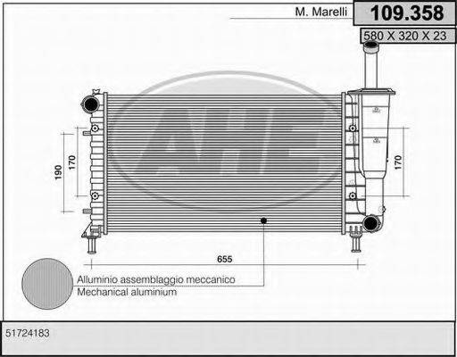 AHE 109358 Радіатор, охолодження двигуна