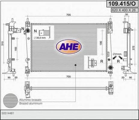 AHE 109415O Радіатор, охолодження двигуна