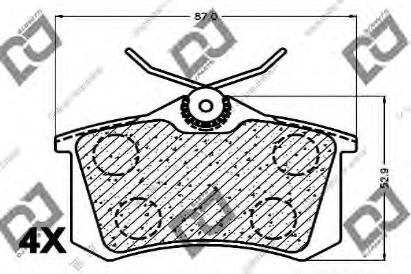 DJ PARTS BP1189 Комплект гальмівних колодок, дискове гальмо