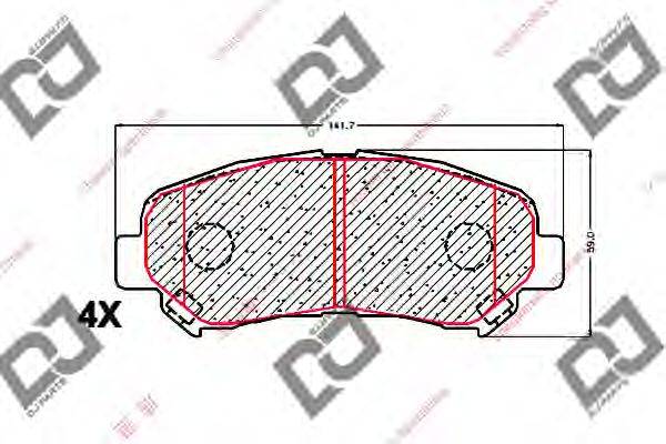 DJ PARTS BP1522 Комплект гальмівних колодок, дискове гальмо