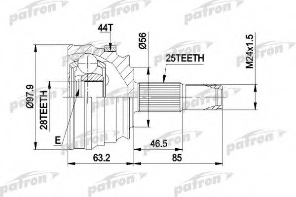 PATRON PCV1153 Шарнірний комплект, приводний вал