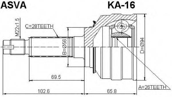 H.D.K. KI-16 Шарнірний комплект, приводний вал