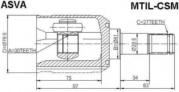 MITSUBISHI MR581872 Шарнірний комплект, приводний вал