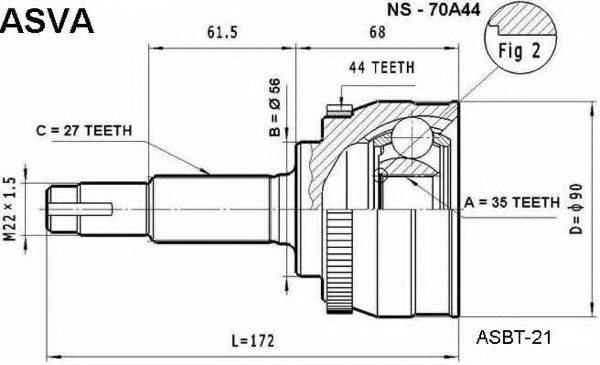 NISSAN 39100-4N075 Шарнірний комплект, приводний вал