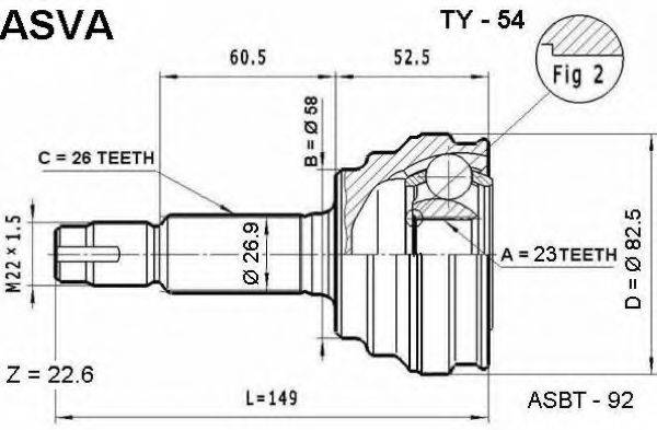 TOYOTA 43470-80003 Шарнірний комплект, приводний вал