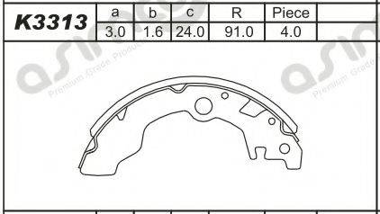 ASIMCO K3313 Комплект гальмівних колодок