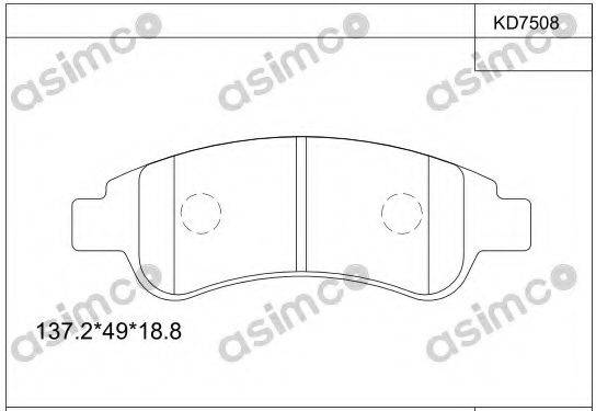 ASIMCO KD7508 Комплект гальмівних колодок, дискове гальмо