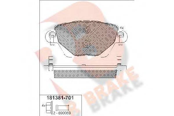 R BRAKE RB1381701 Комплект гальмівних колодок, дискове гальмо