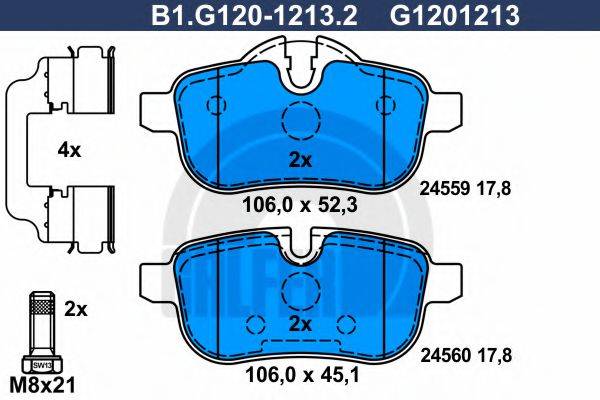 GALFER B1G12012132 Комплект гальмівних колодок, дискове гальмо