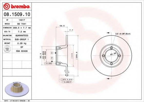 BREMBO 08150910 гальмівний диск