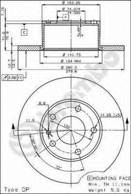 BREMBO 08371210 гальмівний диск