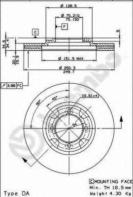 BREMBO 09521910 гальмівний диск